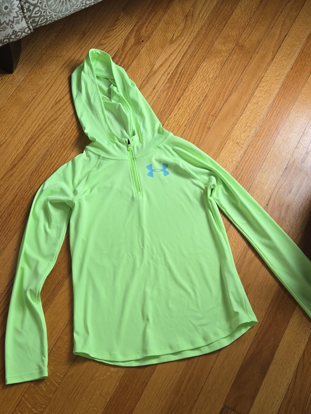 Under Armour Neon Yellow-Green Hooded Quarter Zip